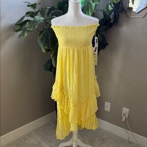 Yellow strapless Ruffle Dress or Skirt